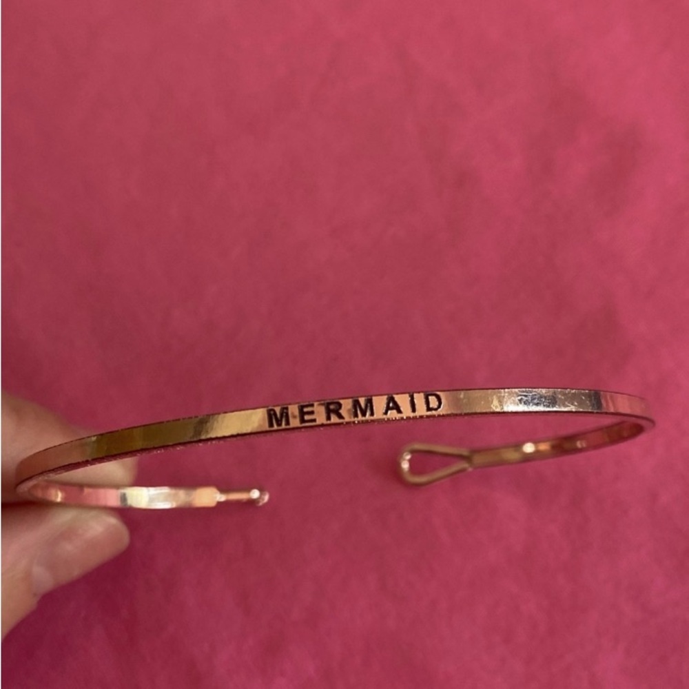 Dainty Mermaid Bangle Bracelet Rosegold Thin Metal Stella Cuff Statement Siren - Picture 5 of 5